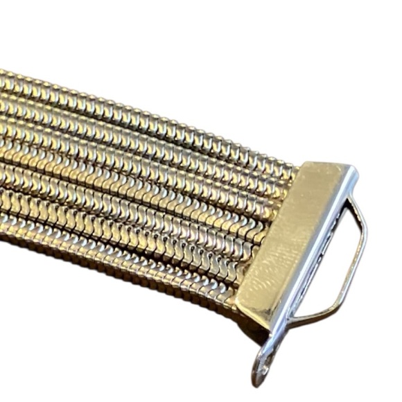 Chunky Vintage Gold Tone Snake Chain Bracelet - Multi-Strand - Retro Glam 7” - Picture 4 of 7